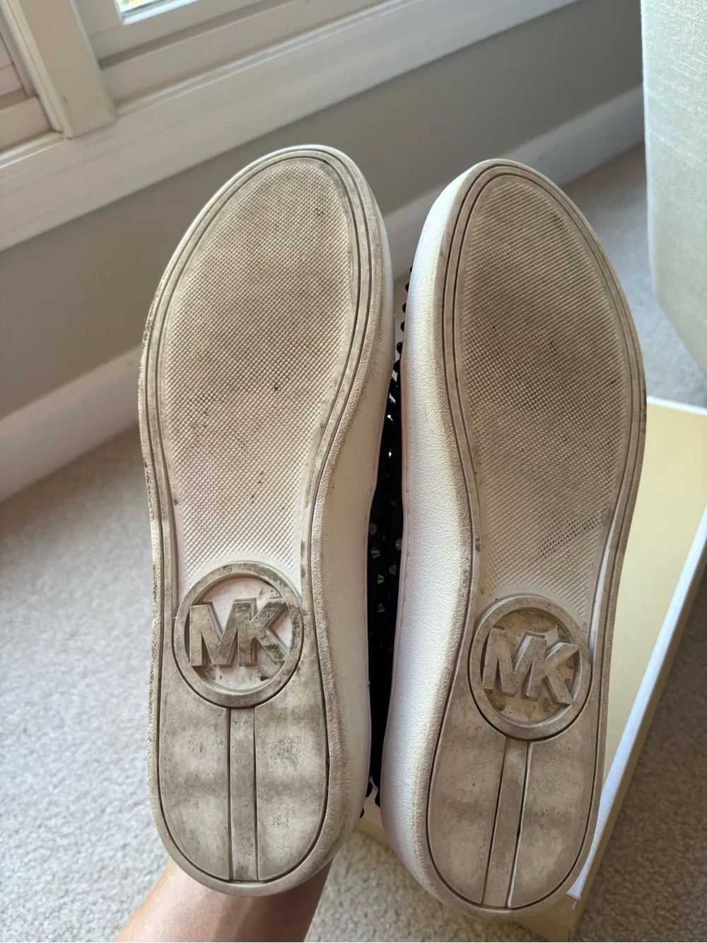 Michael Kors Black Slip-On Loafers with Crystal Stud Accents